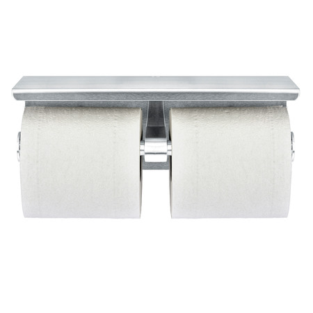 Alpine Industries Double Toilet Paper Holder with Shelf Storage Rack, Brushed Stainless 487-B